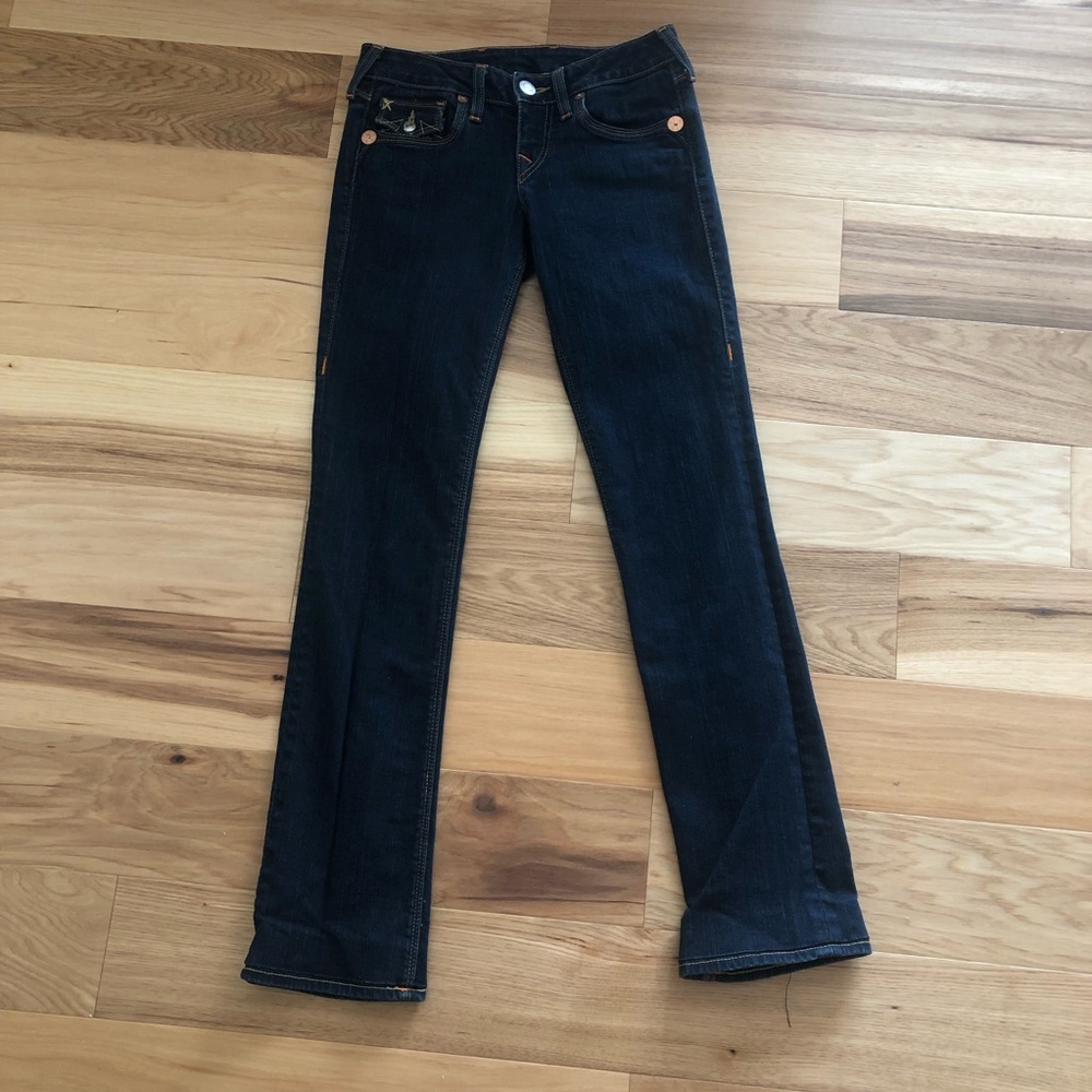 True Religion Billy Straight Dark Wash Jeans 26 Hemmed